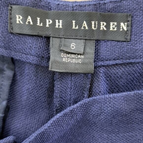 RALPH LAUREN Black Label Navy Blue Linen Pant Size 6 x 34" Straight Leg - Picture 4 of 10